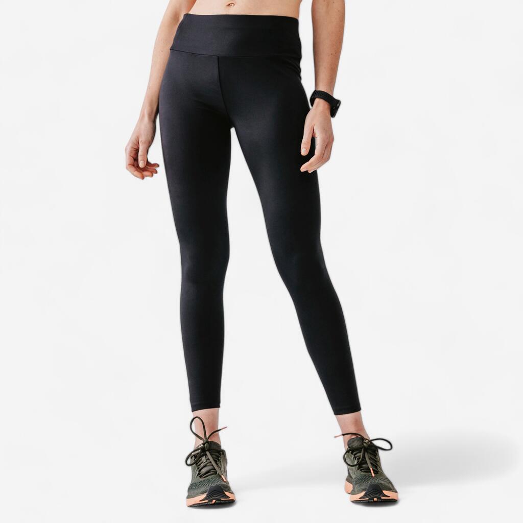 KIPRUN RUN 100 WOMEN's WARM RUNNING LEGGINGS - BLACK